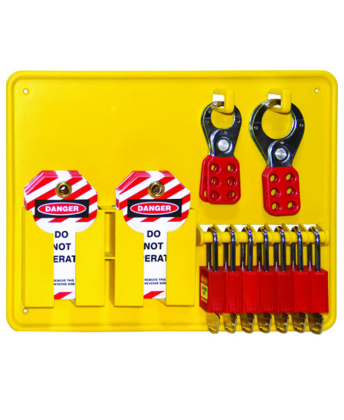 390x290mm - 6 Lock Lockout Station - Includes 6 Premium Red Locks ...