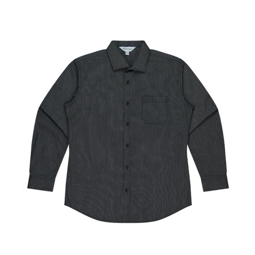 WORKWEAR, SAFETY & CORPORATE CLOTHING SPECIALISTS - Men's Henley Striped Long Sleeve Shirt--