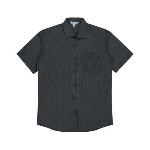 WORKWEAR, SAFETY & CORPORATE CLOTHING SPECIALISTS - Men's Henley Striped Short Sleeve Shirt--