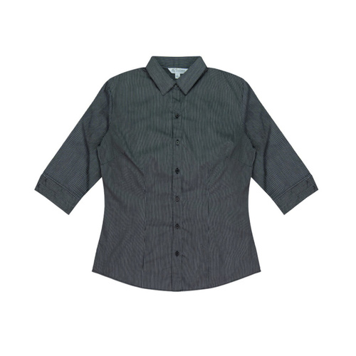 WORKWEAR, SAFETY & CORPORATE CLOTHING SPECIALISTS - Ladies Henley Striped 3/4 Sleeve Shirt--