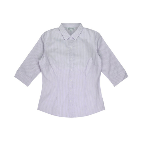 WORKWEAR, SAFETY & CORPORATE CLOTHING SPECIALISTS - Ladies Bayview Wide Stripe Short Sleeve Shirt--