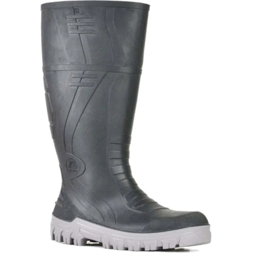 WORKWEAR, SAFETY & CORPORATE CLOTHING SPECIALISTS - Jobmaster 3 Gumboots - Black / Grey Pvc 400Mm Safety Gumboot