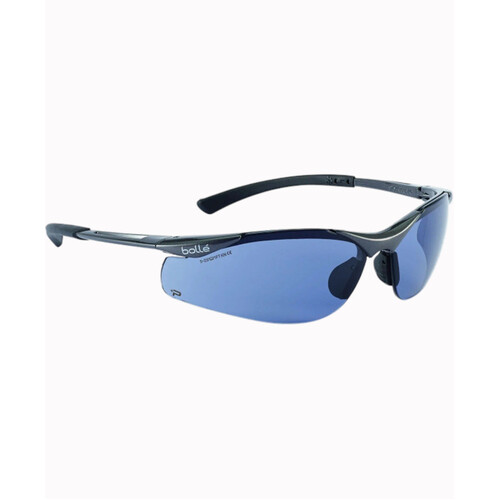 WORKWEAR, SAFETY & CORPORATE CLOTHING SPECIALISTS - CONTOUR Dark Gun Frame PLATINUM AS/AF Smoke Lens - Spectacles