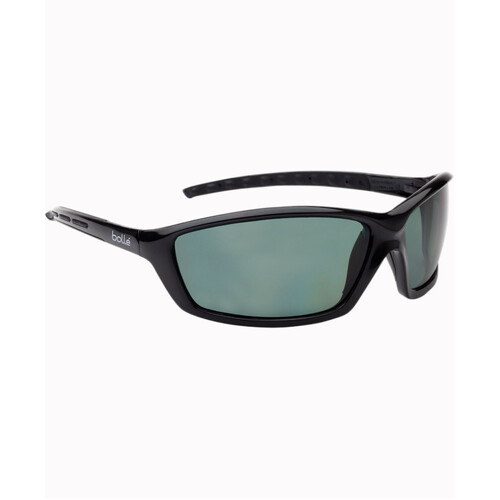 WORKWEAR, SAFETY & CORPORATE CLOTHING SPECIALISTS - PROWLER Gloss Black Frame Green Polarised Lens - Soft Drawstring Pouch - Spectacles