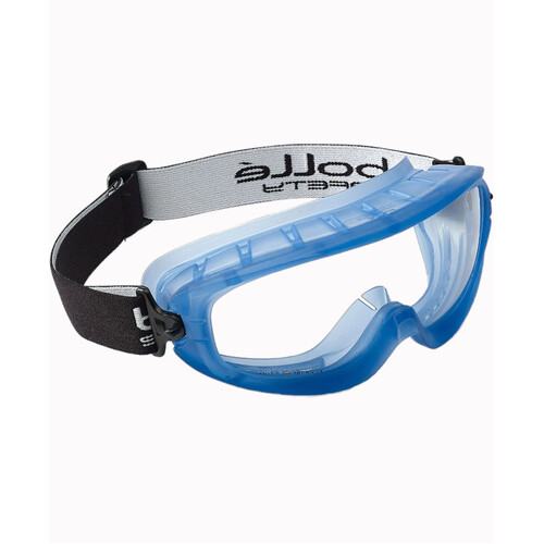 WORKWEAR, SAFETY & CORPORATE CLOTHING SPECIALISTS - ATOM Blue TPR Frame PLATINUM AS/AF Clear Lens - Indirect Vents Top/Bottom - Goggles