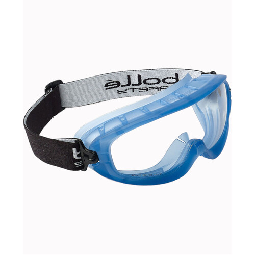 WORKWEAR, SAFETY & CORPORATE CLOTHING SPECIALISTS - ATOM Blue TPR Frame PLATINUM AS/AF Clear Lens - Top Vent Closed - Goggles