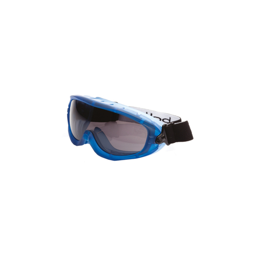 WORKWEAR, SAFETY & CORPORATE CLOTHING SPECIALISTS - ATOM Blue TPR Frame PLATINUM AS/AF Smoke Lens - Top Vent Closed - Goggles