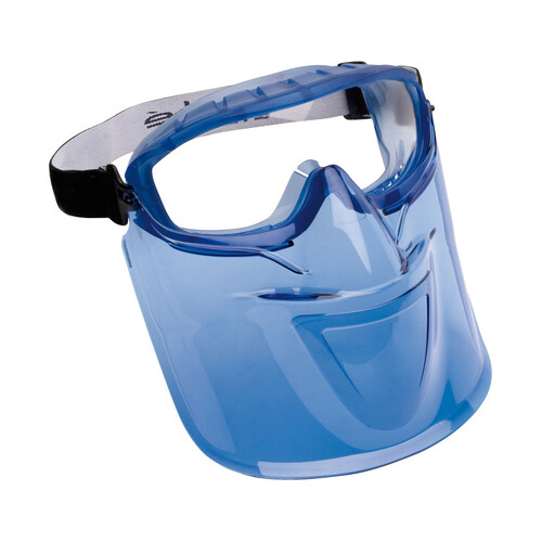 WORKWEAR, SAFETY & CORPORATE CLOTHING SPECIALISTS - ATOM Blue TPR Frame PLATINUM AS/AF Clear Lens - Top Vent Closed - With SBR Foam & Mouth Guard - Goggles