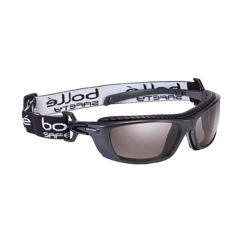 WORKWEAR, SAFETY & CORPORATE CLOTHING SPECIALISTS - BAXTER Gunmetal Frame PLATINUM AS/AF Smoke Lens - EVA Foam & Strap - Spectales