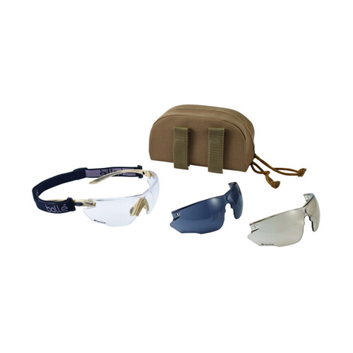 WORKWEAR, SAFETY & CORPORATE CLOTHING SPECIALISTS - DISCONTINUED - COMBAT Platinum ASAF Clear PC Lens W/Sand Frame - Spare Smoke + CSP Lens & Carry Case