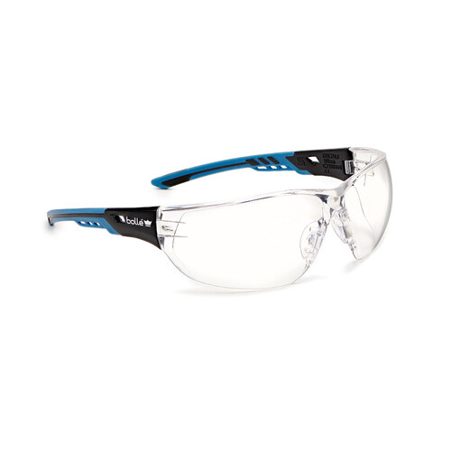 WORKWEAR, SAFETY & CORPORATE CLOTHING SPECIALISTS - NESS+ SMALL Black / Blue Temples Platinum AS/AF Clear Lens