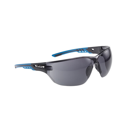 WORKWEAR, SAFETY & CORPORATE CLOTHING SPECIALISTS - NESS+ SMALL Black / Blue Temples Platinum AS/AF Smoke Lens