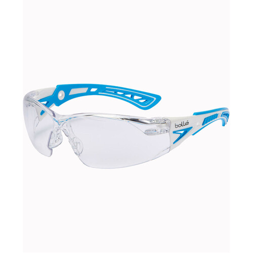 WORKWEAR, SAFETY & CORPORATE CLOTHING SPECIALISTS RUSH+ Healthcare Platinum ASAF Clear PC Lens With Blue/White Temples