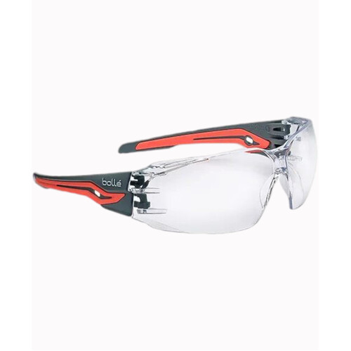 WORKWEAR, SAFETY & CORPORATE CLOTHING SPECIALISTS - SILEX+ SMALL Platinum ASAF Clear Lens Grey/Coral Temples