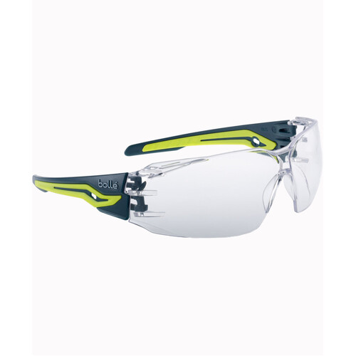 WORKWEAR, SAFETY & CORPORATE CLOTHING SPECIALISTS - SILEX+ Forest / Yellow Temples Platinum AS/AF Clear Lens W/Eco-Packaging (Silk Paper+Recycled Box)