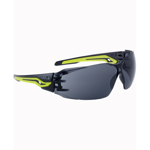 WORKWEAR, SAFETY & CORPORATE CLOTHING SPECIALISTS - SILEX+ Black / Yellow Temples Platinum AS/AF Smoke Lens W/Eco-Packaging (Silk Paper+Recycled Box)