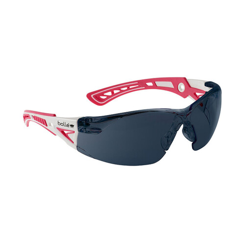 WORKWEAR, SAFETY & CORPORATE CLOTHING SPECIALISTS RUSH+ SMALL Pink / White Temples PLATINUM AS/AF Smoke Lens - Proudly Supporting Breast Cancer Network Australia