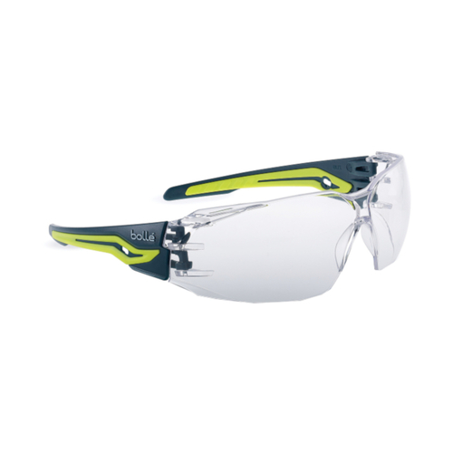 WORKWEAR, SAFETY & CORPORATE CLOTHING SPECIALISTS - SILEX+ Forest / Yellow Temples Platinum AS/AF Clear Lens