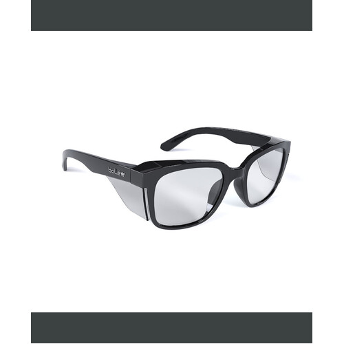 WORKWEAR, SAFETY & CORPORATE CLOTHING SPECIALISTS - STKS 410 -Clear PC Lens - PLATINUM (ASAF) - Black Gloss PC Temples/Frame