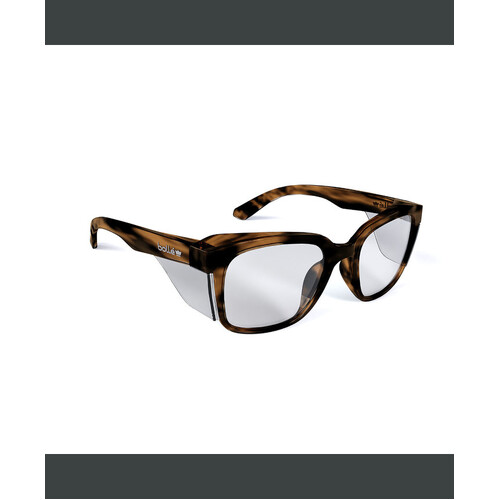 WORKWEAR, SAFETY & CORPORATE CLOTHING SPECIALISTS - STKS 410 -Clear PC Lens - PLATINUM (ASAF) - Brown tortoise PC Temples/Frame