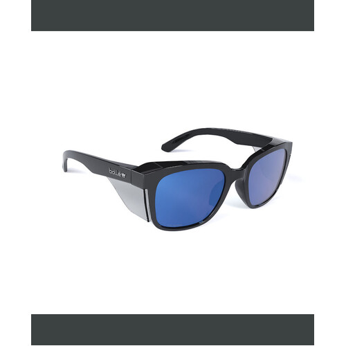 WORKWEAR, SAFETY & CORPORATE CLOTHING SPECIALISTS - STKS 410 -Cobalt Mirror Polarized PC Lens -AS - Black Gloss PC Temples/Frame