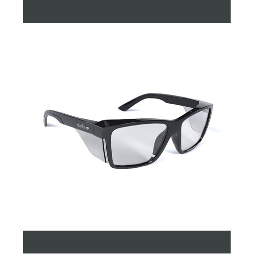 WORKWEAR, SAFETY & CORPORATE CLOTHING SPECIALISTS - STKS 420 -Clear PC Lens - PLATINUM (ASAF) - Black Gloss PC Temples/Frame