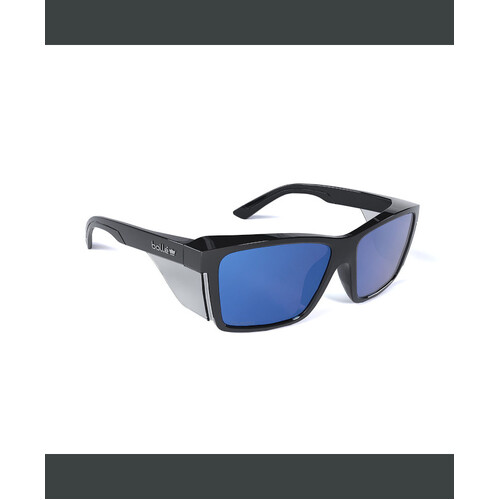 WORKWEAR, SAFETY & CORPORATE CLOTHING SPECIALISTS - STKS 420 -Cobalt Mirror Polarized PC Lens -AS - Black Gloss PC Temples/Frame