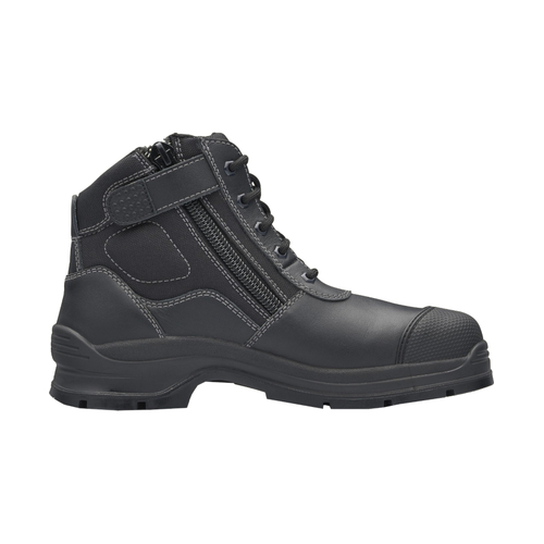 WORKWEAR, SAFETY & CORPORATE CLOTHING SPECIALISTS - Black leather zip side ankle safety hiker.