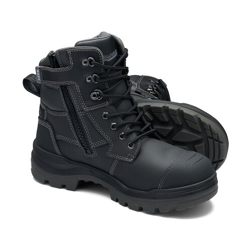 WORKWEAR, SAFETY & CORPORATE CLOTHING SPECIALISTS - RotoFlex Black water-resistant Platinum leather 150mm zip sided safety boot