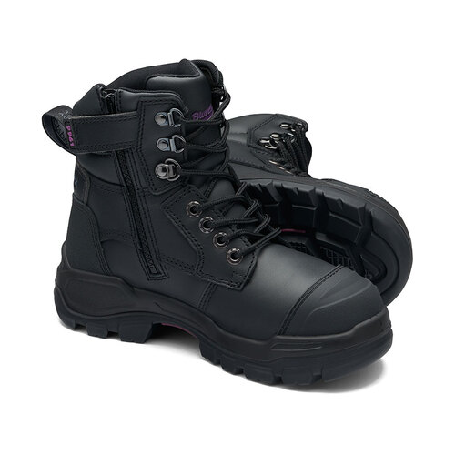 WORKWEAR, SAFETY & CORPORATE CLOTHING SPECIALISTS RotoFlex Black water-resistant Platinum leather 150mm zip sided women's safety boot