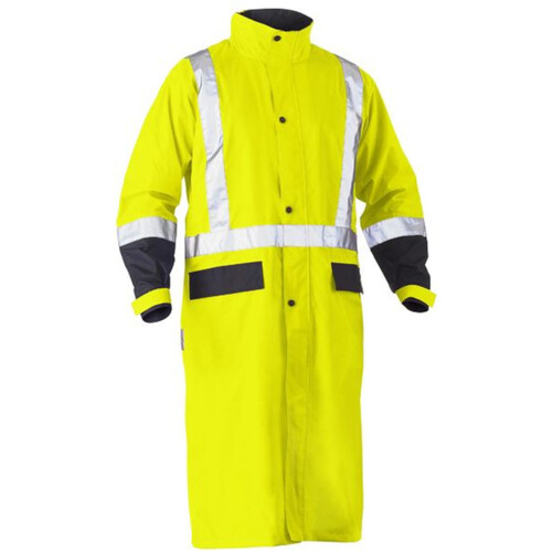 WORKWEAR, SAFETY & CORPORATE CLOTHING SPECIALISTS - TAPED HI VIS LONG RAIN COAT