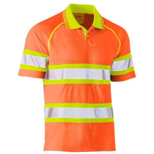 WORKWEAR, SAFETY & CORPORATE CLOTHING SPECIALISTS - TAPED DOUBLE HI VIS MESH POLO - SHORT SLEEVE