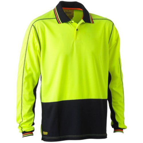 WORKWEAR, SAFETY & CORPORATE CLOTHING SPECIALISTS - HI VIS POLYESTER MESH POLO - LONG SLEEVE