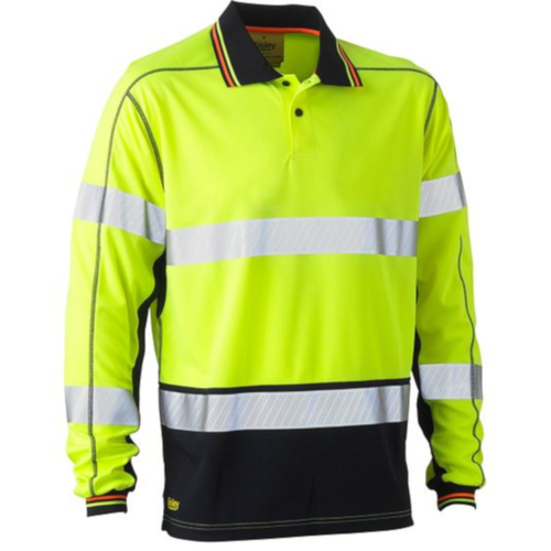 WORKWEAR, SAFETY & CORPORATE CLOTHING SPECIALISTS - TAPED HI VIS POLYESTER MESH POLO - LONG SLEEVE