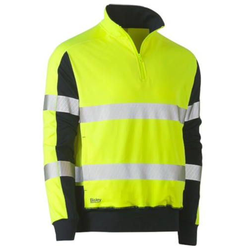 WORKWEAR, SAFETY & CORPORATE CLOTHING SPECIALISTS TAPED HI VIS STRETCHY FLEECE ZIP PULLOVER