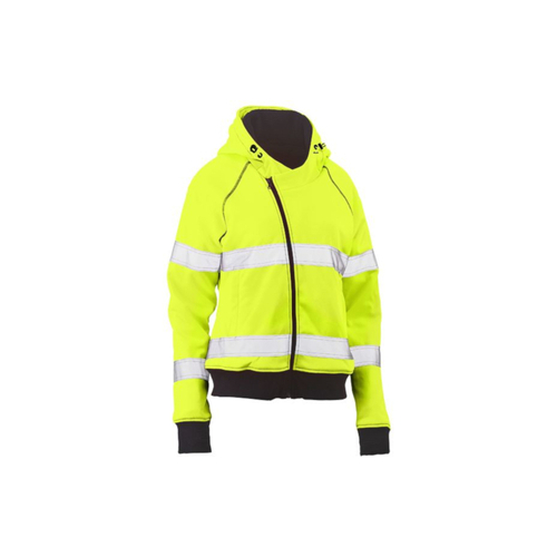 WORKWEAR, SAFETY & CORPORATE CLOTHING SPECIALISTS - WOMENS TAPED HI VIS FLEECE HOODIE