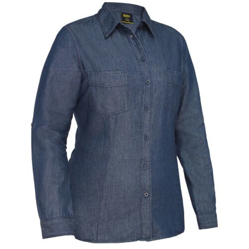 WORKWEAR, SAFETY & CORPORATE CLOTHING SPECIALISTS - WOMENS LONG SLEEVE DENIM WORK SHIRT