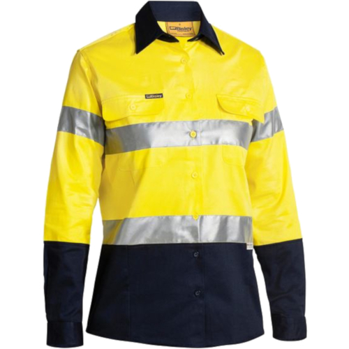 WORKWEAR, SAFETY & CORPORATE CLOTHING SPECIALISTS - WOMENS 3M TAPED HI VIS DRILL SHIRT - LONG SLEEVE