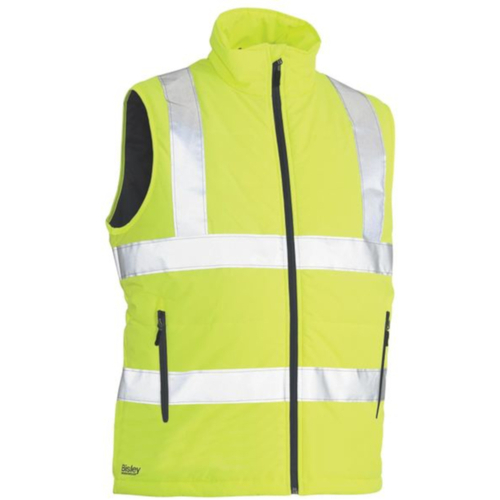 WORKWEAR, SAFETY & CORPORATE CLOTHING SPECIALISTS TAPED HI VIS PUFFER VEST - H PATTERN (SHOWER PROOF)