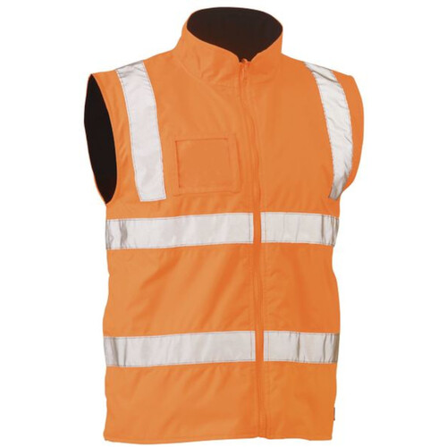 WORKWEAR, SAFETY & CORPORATE CLOTHING SPECIALISTS - TAPED HI VIS REVERSIBLE PUFFER VEST (SHOWER PROOF)