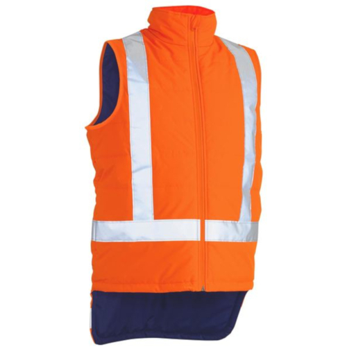 WORKWEAR, SAFETY & CORPORATE CLOTHING SPECIALISTS - TAPED HI VIS PUFFER VEST - X BACK (SHOWER PROOF)