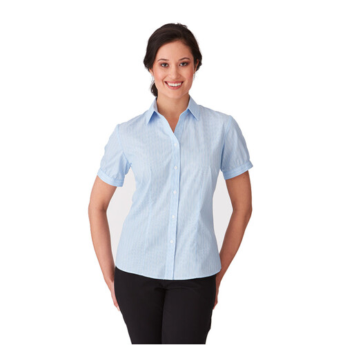 WORKWEAR, SAFETY & CORPORATE CLOTHING SPECIALISTS - Shadow Stripe Short Sleeve Shirt - Ladies