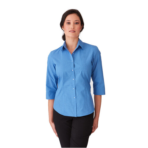 WORKWEAR, SAFETY & CORPORATE CLOTHING SPECIALISTS - Micro Check Blouse 3/4 Sleeve Shirt - Ladies