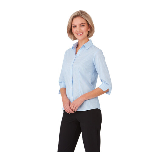 WORKWEAR, SAFETY & CORPORATE CLOTHING SPECIALISTS - Shadow Stripe 3/4 Sleeve Shirt - Ladies