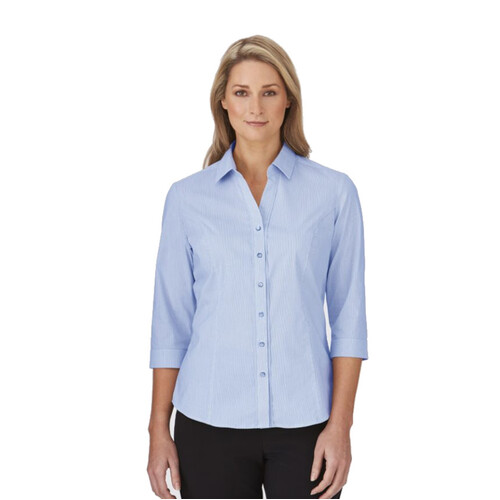 WORKWEAR, SAFETY & CORPORATE CLOTHING SPECIALISTS - City Stretch Pinfeather - 3/4 Sleeve Shirt - Ladies