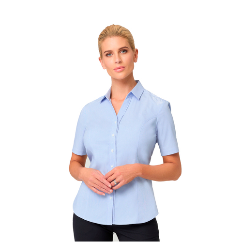 WORKWEAR, SAFETY & CORPORATE CLOTHING SPECIALISTS - City Stretch Pinfeather - Short Sleeve Shirt - Ladies