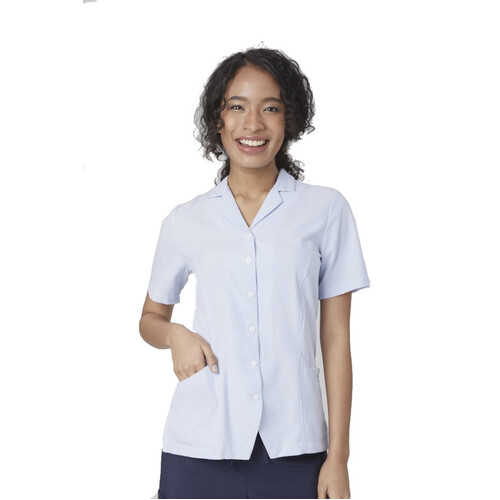 WORKWEAR, SAFETY & CORPORATE CLOTHING SPECIALISTS - Ezylin Dual Pocket Stripe Short Sleeve Shirt - Ladies