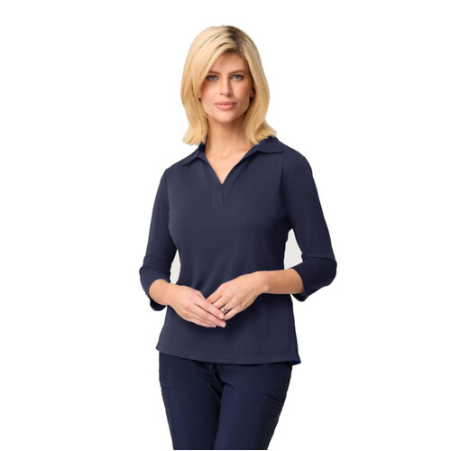 WORKWEAR, SAFETY & CORPORATE CLOTHING SPECIALISTS - Ella ¾ Slv Detail Polo Top w/side Splits - Ladies