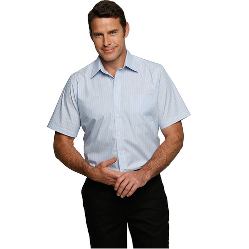 WORKWEAR, SAFETY & CORPORATE CLOTHING SPECIALISTS - Shadow Stripe Short Sleeve Shirt - Mens