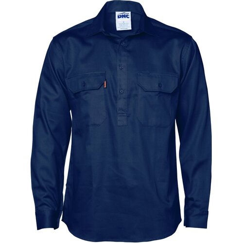 WORKWEAR, SAFETY & CORPORATE CLOTHING SPECIALISTS - Close Front Cotton Drill Shirt - Long Sleeve